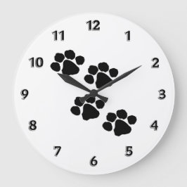 Animal Paw Prints Große Wanduhr