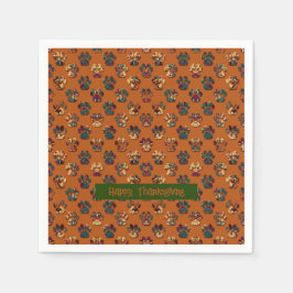 Animal Paw Silhouette Erntedank Pawty Dk Orange Serviette
