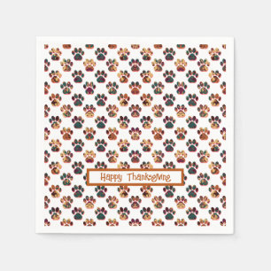 Animal Paw Silhouette Erntedank Pawty White Serviette