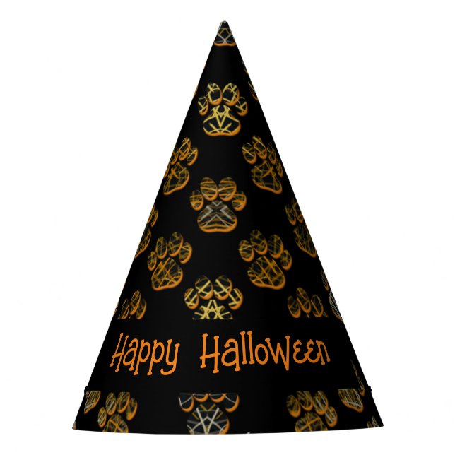 Animal Paw Silhouette glücklich Halloween Black Partyhütchen (Vorderseite)