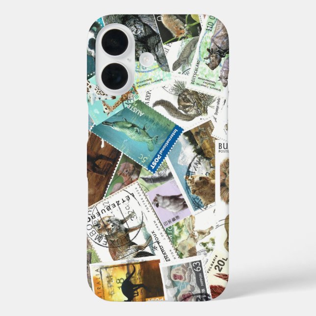 Animal Postage Stamps iPhone Case (Rückseite)