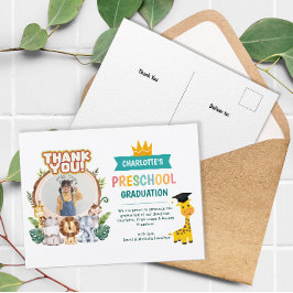 Animal Preschool Foto Abschluss Vielen Dank Postkarte