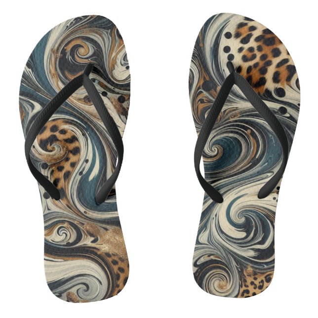 Animal Print and Swirl Flip Flops (Fußbett)