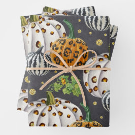 Animal Print Autumn Pumpkins Geschenkpapier Set