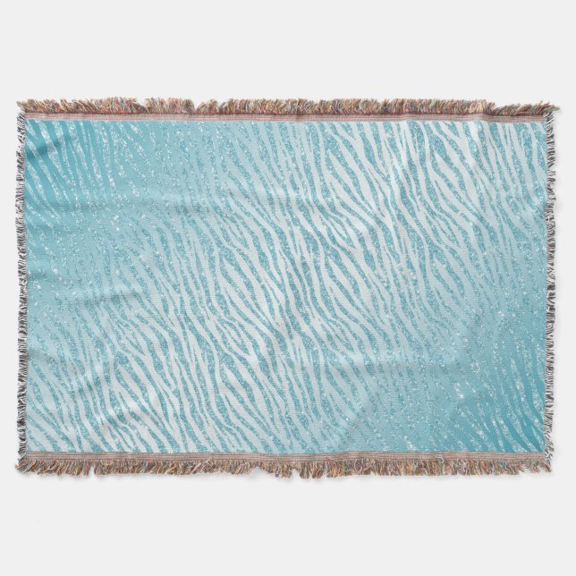 Animal Print Blue Glitzer Glam Decke (Vorderseite)
