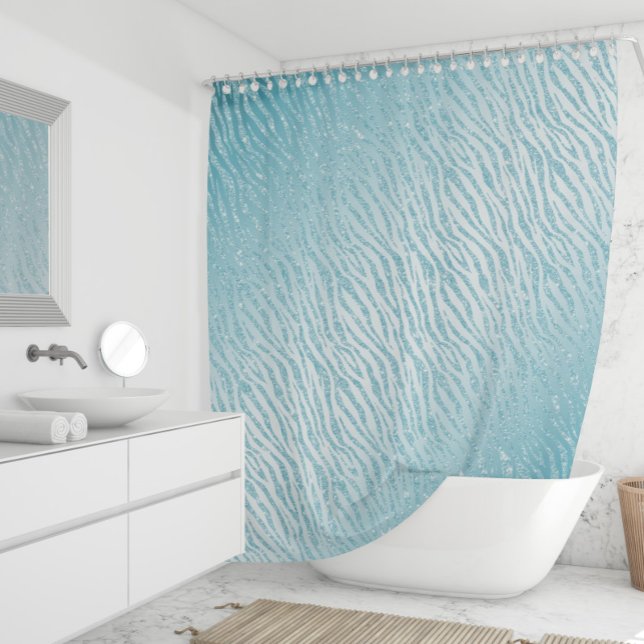 Animal Print Blue Glitzer Glam Duschvorhang (Von Creator hochgeladen)