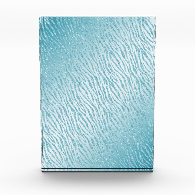 Animal Print Blue Glitzer Glam Fotoblock (Vorderseite)