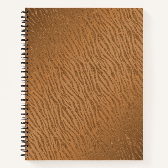 Animal Print Brown Glitzer Glam Notizbuch (Vorderseite)