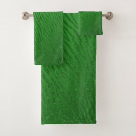 Animal Print Green Glitzer Glam Badhandtuch Set