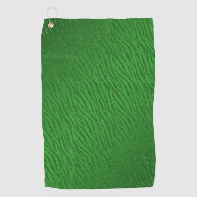 Animal Print Green Glitzer Glam Golfhandtuch (Vorderseite)