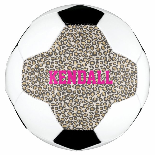 Animal Print Leopard NAME Pink Wild Chic Spaß Fußball (Vorderseite)