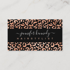 Animal Print Leopard Rose Gold Foil Beauty Salon Visitenkarte