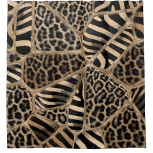 Animal Print - Leopard und Zebra - Pastellgold Duschvorhang