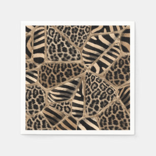 Animal Print - Leopard und Zebra - Pastellgold Serviette