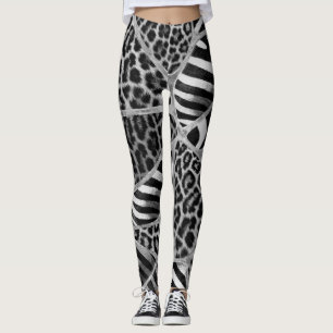 Animal Print - Leopard und Zebra - Silber Leggings