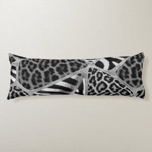 Animal Print - Leopard und Zebra - Silber Seitenschläferkissen