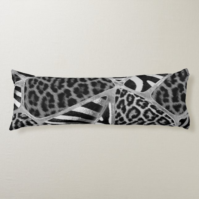 Animal Print - Leopard und Zebra - Silber Seitenschläferkissen (Vorderseite)