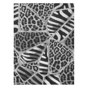 Animal Print - Leopard und Zebra - Silber Tischdecke