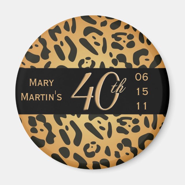 Animal Print Magnet - 40. Geburtstag (Vorne)