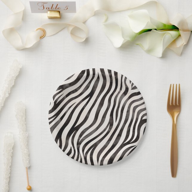 Animal Print Modern Blau & White Brautparty Pappteller (Hochzeit)