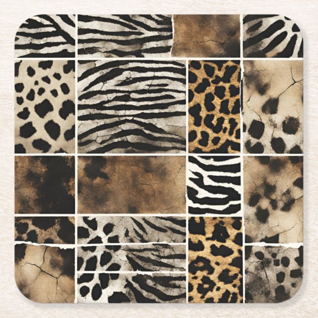 Animal Print - Paper Coasters  Rechteckiger Pappuntersetzer (Vorderseite)