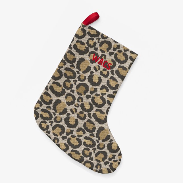 Animal Print Red Pet NAME Luxus Chic Holiday Kleiner Weihnachtsstrumpf (Vorderansicht (hängend))