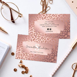 Animal Print Rose Gold Glam Glitzer Social Media Visitenkarte