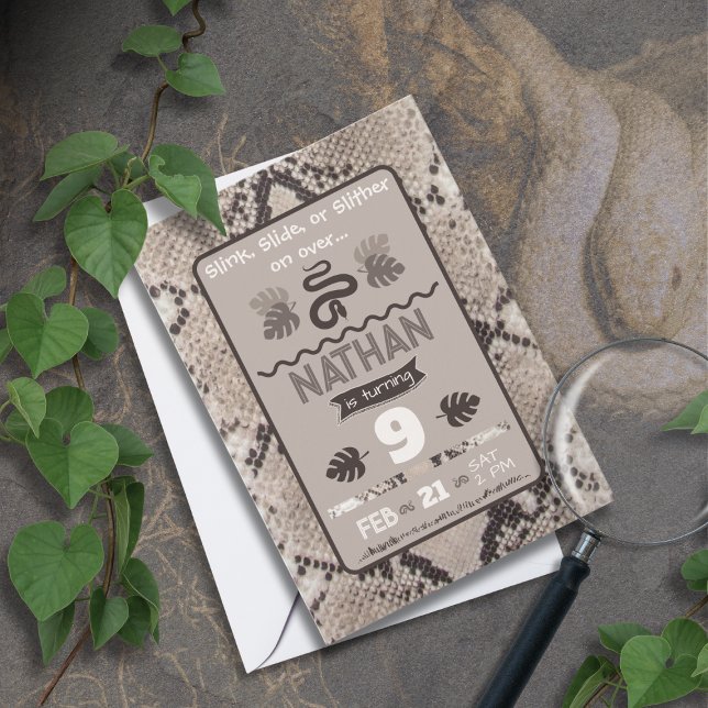 Animal Print Schlange Taupe Birthday Einladung (Von Creator hochgeladen)