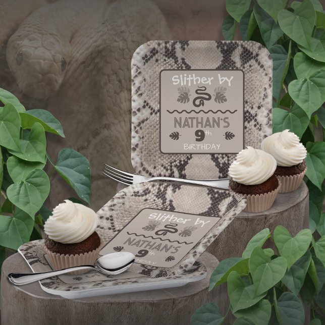 Animal Print Schlange Taupe Geburtstag Pappteller (Von Creator hochgeladen)