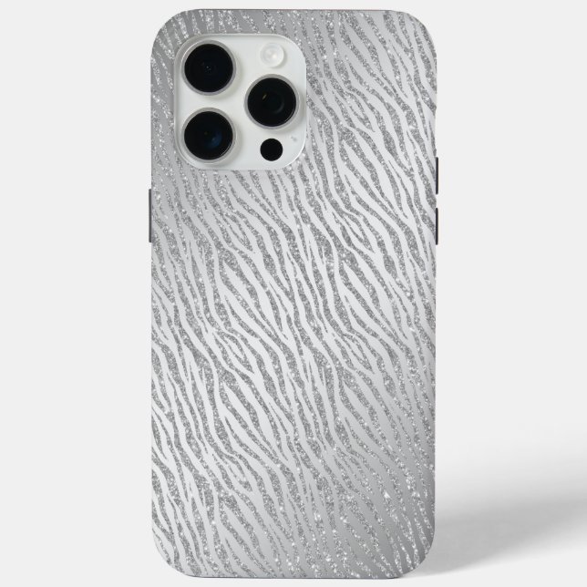 Animal Print Silver Glitzer Glam Case-Mate iPhone Hülle (Rückseite)