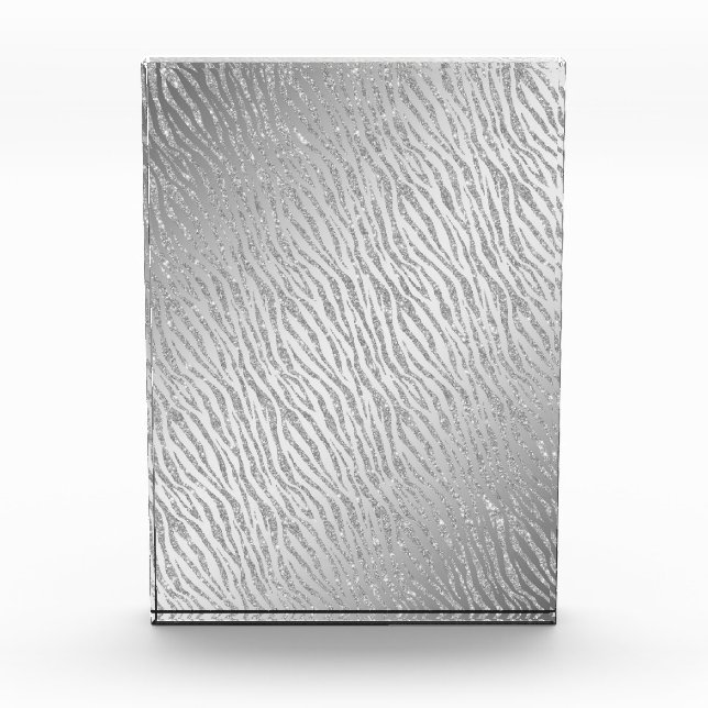 Animal Print Silver Glitzer Glam Fotoblock (Vorderseite)