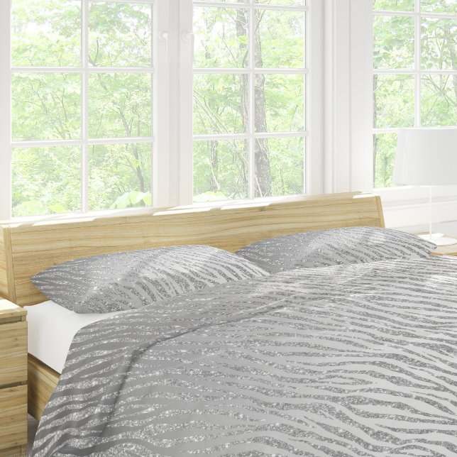 Animal Print Silver Glitzer Glam Pillowcase Kissenbezug (Von Creator hochgeladen)