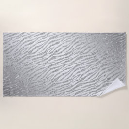 Animal Print Silver Glitzer Glam Strandtuch