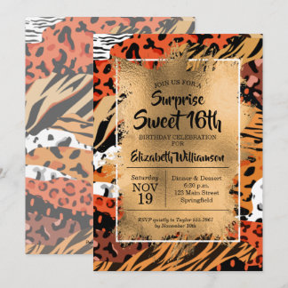 Animal Print Sweet 16. Geburtstag Einladungen