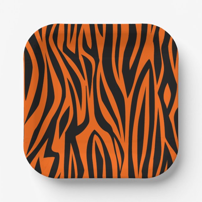 animal print tiger stripes wild orange pappteller (Vorderseite)