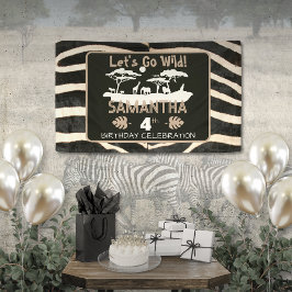 Animal Print Zebra Birthday Banner