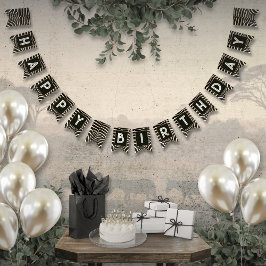 Animal Print Zebra Birthday Bunting Banner
