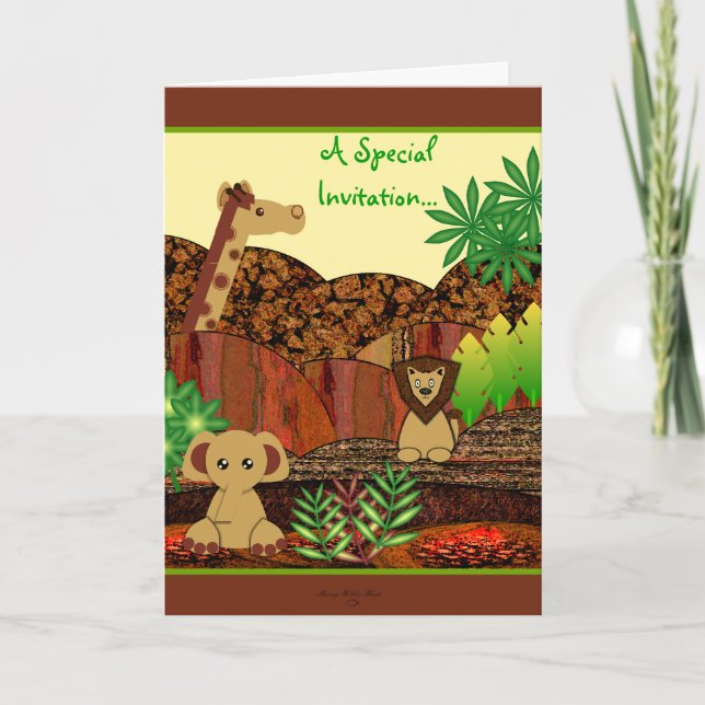 Animal Safari Baby Shower Einladung (Vorderseite)