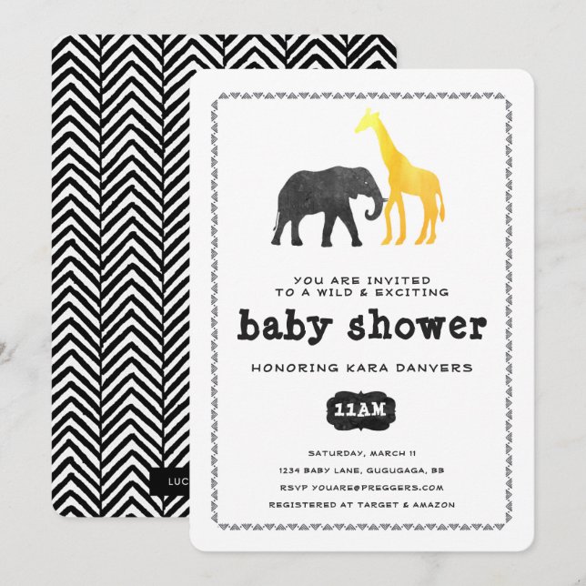 Animal Safari Baby Shower Einladung (Vorne/Hinten)