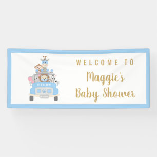 Animal Safari Niedlich Baby Boy Dusche Willkommen Banner