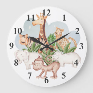 Animal sauvage Avec Arbre Jungle Grande Horloge