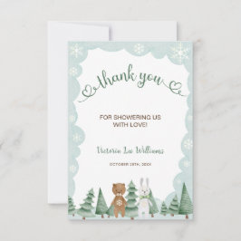 Animal Snowflake Winter Baby Dusche Danke Karte