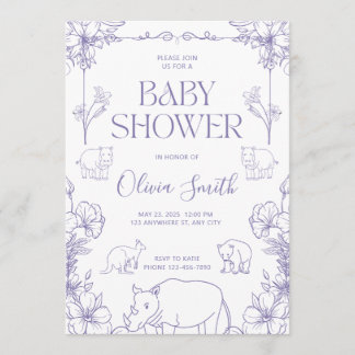 Animal Themed Baby Shower Invitation Baby Boy Girl Hinweiskarte