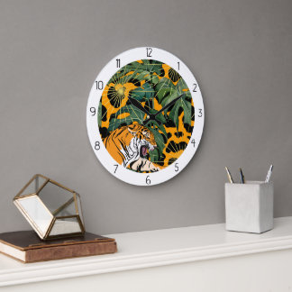 animal tiger at the jungle große wanduhr
