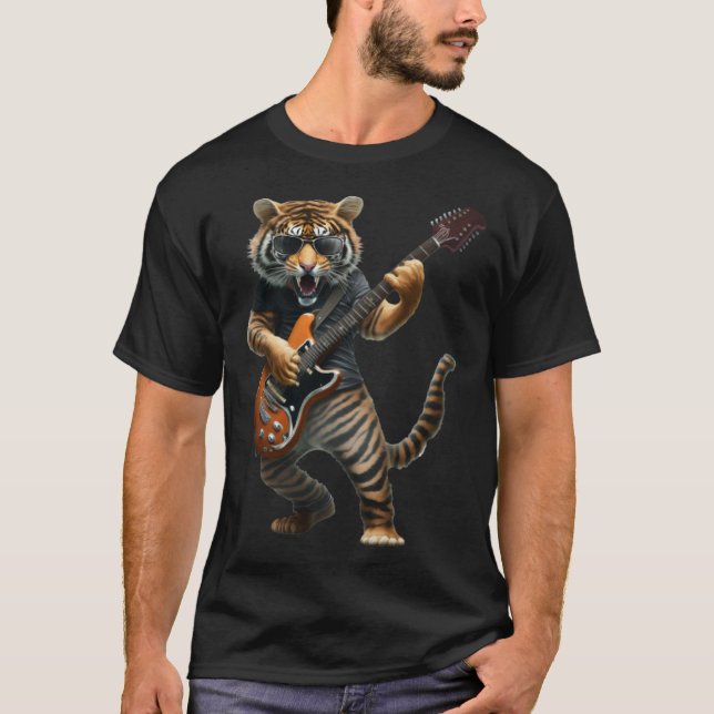 Animal Tiger  Guitar  Tiger Playing Electric Guita T-Shirt (Vorderseite)