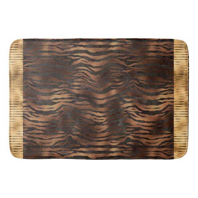 Animal Tiger Print Gold Elegant Metallic Glam Badematte (Vorderseite)