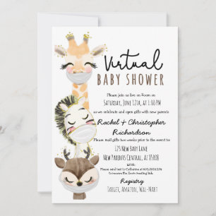 Animal Virtual Baby Shower for New Elterns Einladu Einladung