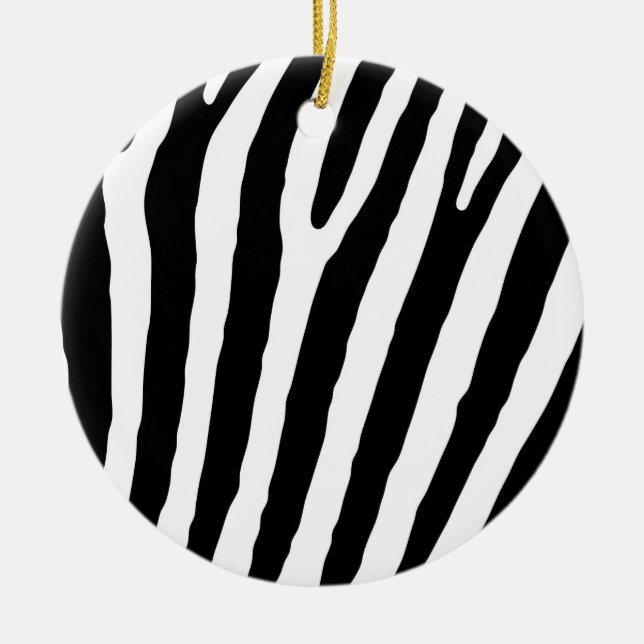 Animal Zebra Print Black & White Christmas Keramikornament (Vorne)