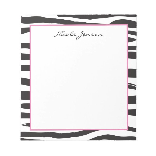Animal Zebra Print Personalisiert Notepad Notizblock (Vorderseite)