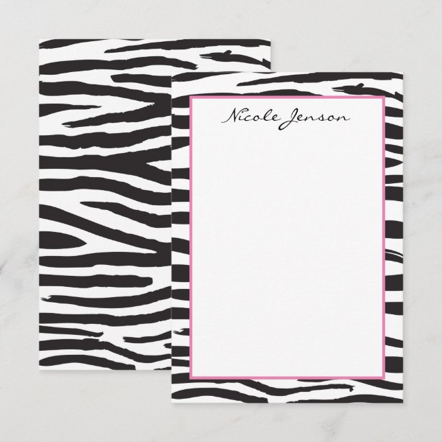 Animal Zebra Print Personalisierte Mitteilungskart Dankeskarte (Vorne/Hinten)